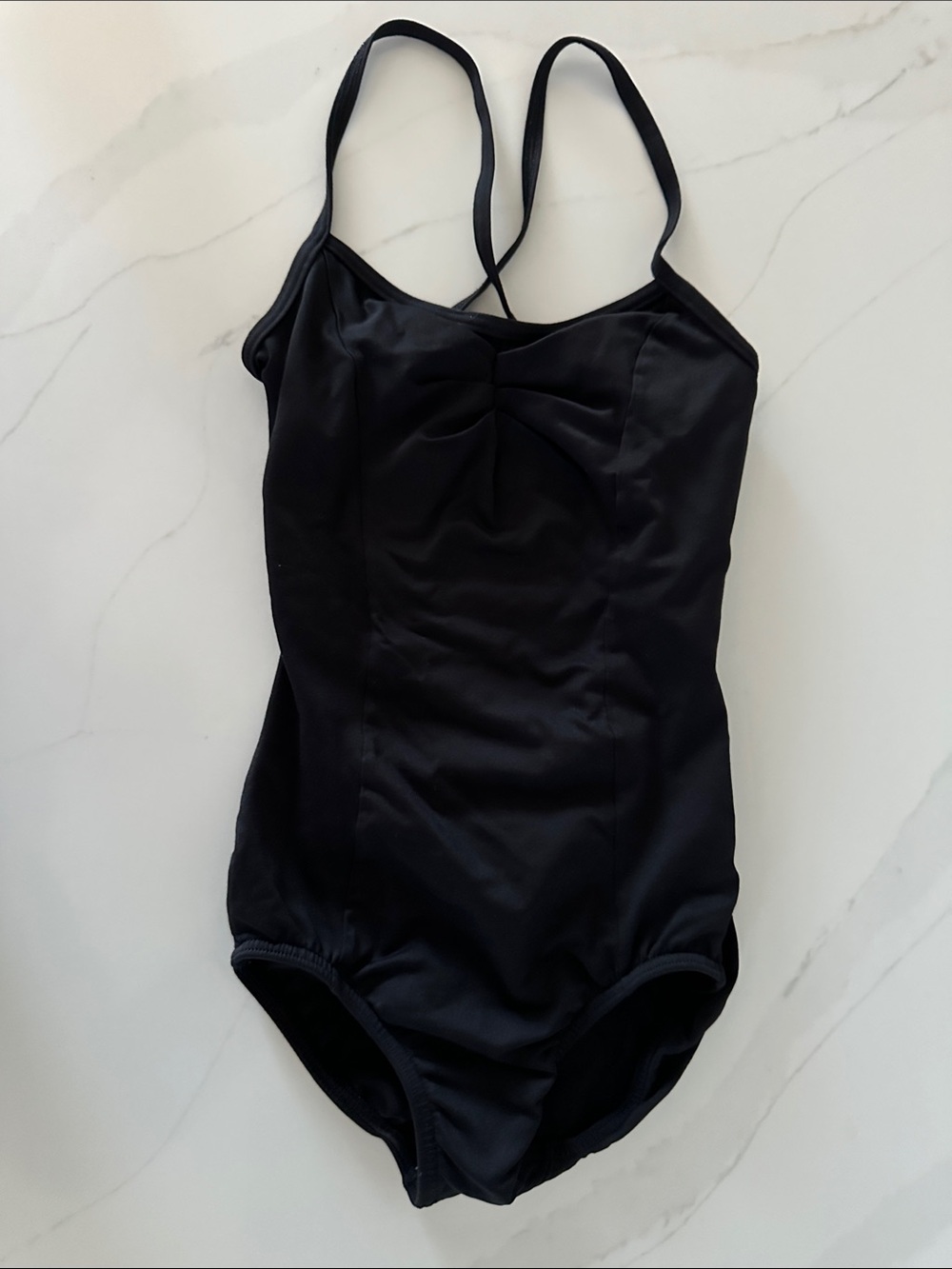 Body Wrappers Black Girls' One-Piece ballet leotard with Crossback Straps.